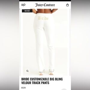 Juicy Couture White Velour Bride Track Pants